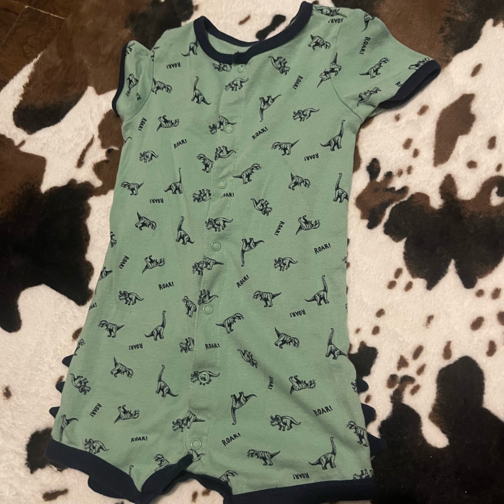 Green Baby Onesie with Animal Print
